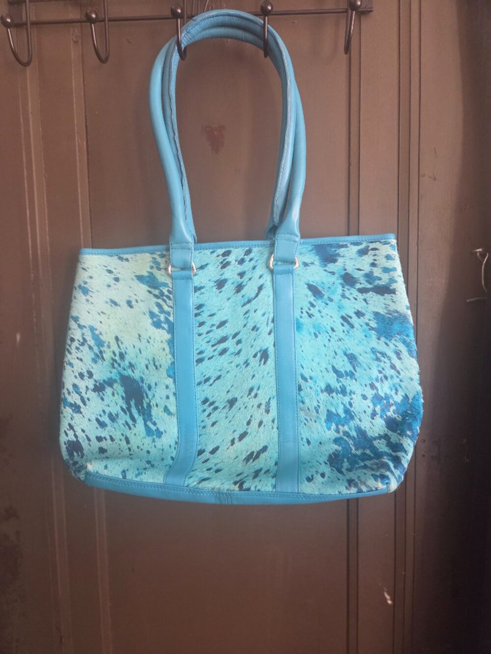 Rocai turquoise cowhide tote